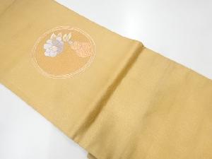 アンティーク　円に草花模様刺繍袋帯（材料）